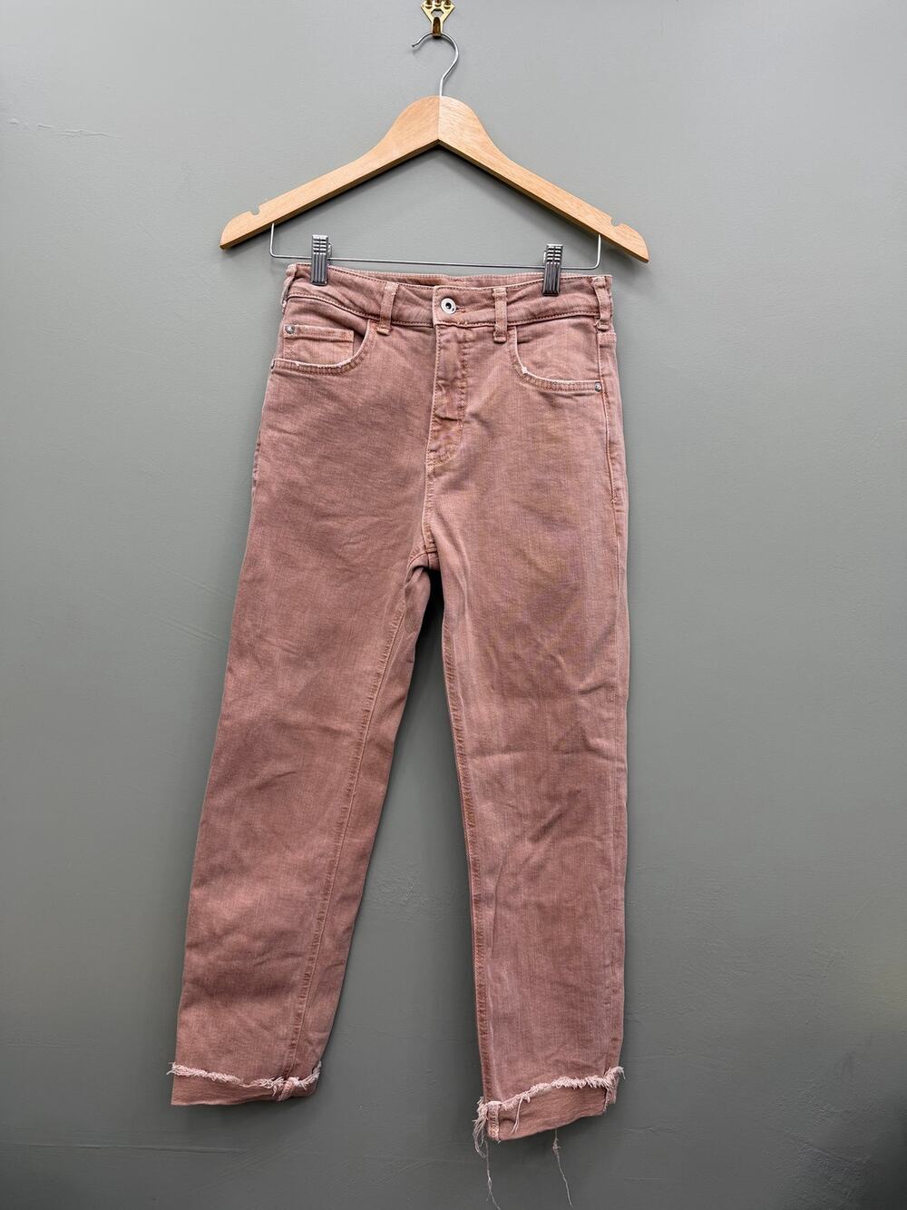 Pilcro The Vintage Straight Jeans Blush Pink Raw Hem Women's Size 26